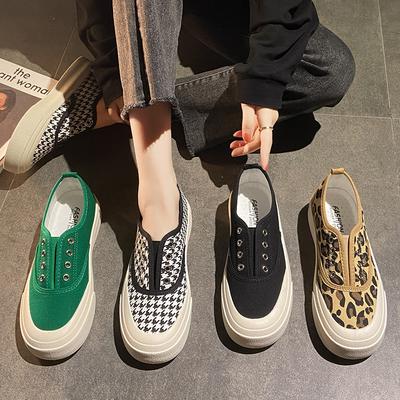 Tide shoes single shoes casual lazy universal canvas shoes women толстая подошва one pedal thin new board весна и осень 2025