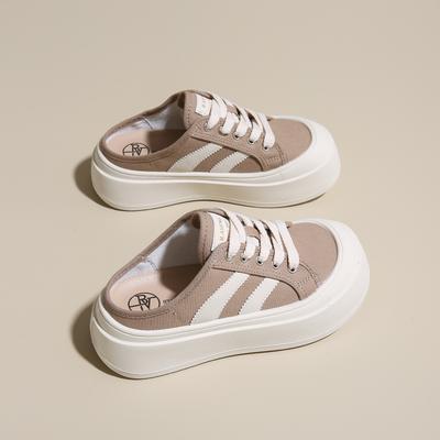 CRLAYDK Женские парусиновые удобные мюли слипоны повседневные лоферы на платформе туфли без задника женские кроссовки уличные шлепанцы