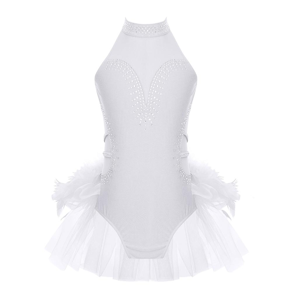 Kids Girls Ballet Jazz Dance Performance Ballerina Costume Sleeveless Fancy Skating Leotard Tulle Skirted Gymnastics Unitard