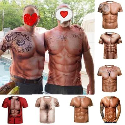 Забавная футболка с графическим изображением мускулистого тела для детей и взрослых, летняя, повседневная, мужская одежда, свободная футболка с коротким рукавом для мальчика