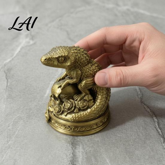 Resin Gothic Home Decor 3D Printed Gecko Skeleton Rose Ornament Spooky Office Desk Ornament Statue Desktop Animal Sculpture for Halloween