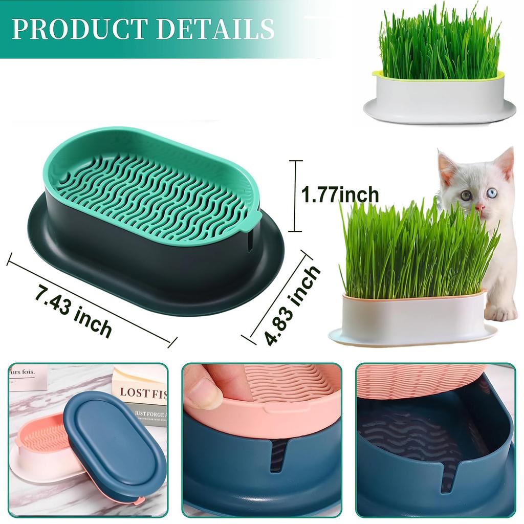 Cat Grass Planter Hydroponic Cat Grass Growing Kit (No Seeds Included) Catnip Wheatgrass Seed Sprout Tray Nursery Plant Planting Box for Indoor Cats