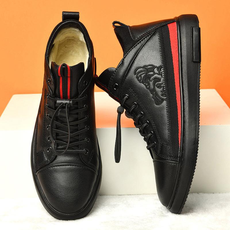 Классические брендовые мужские повседневные туфли из натуральной кожи с внутренними высокими каблуками, зимние высокие хлопковые туфли, мужские оксфордские туфли, прочные