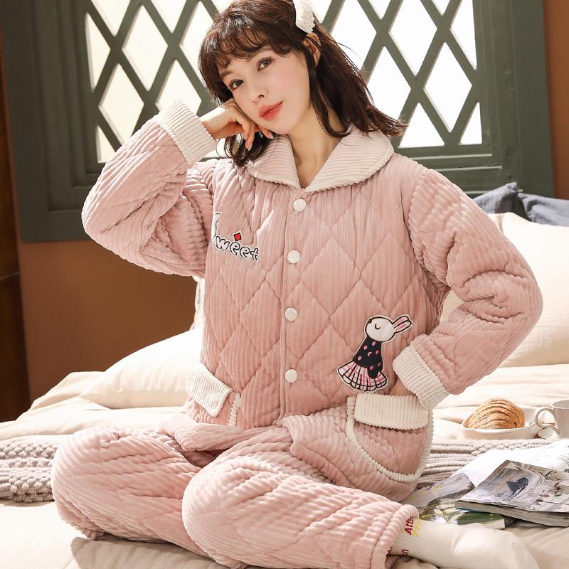 2 шт. Зимняя женская теплая домашняя одежда пижамы женская фланелевая толстая коралловая флисовая милая мультяшная пижама большого размера шерстяная пижама