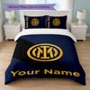 Inter Milan Custom Name Text Bedding Set 1 Duvet Cover+2 Pillowcases Soccer Logo Personalized Gift For Special Occasion Bedroom Decor