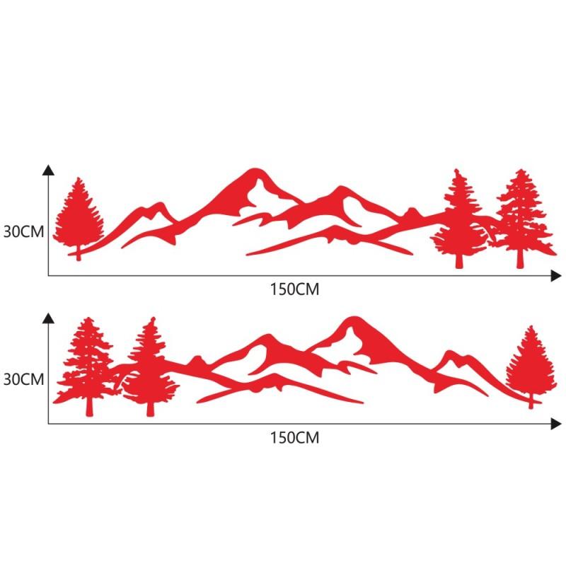 2 шт. автомобильные наклейки дерево горный автомобиль декор ПЭТ лес наклейка 150*30 см авто наклейка для внедорожника RV Offroad