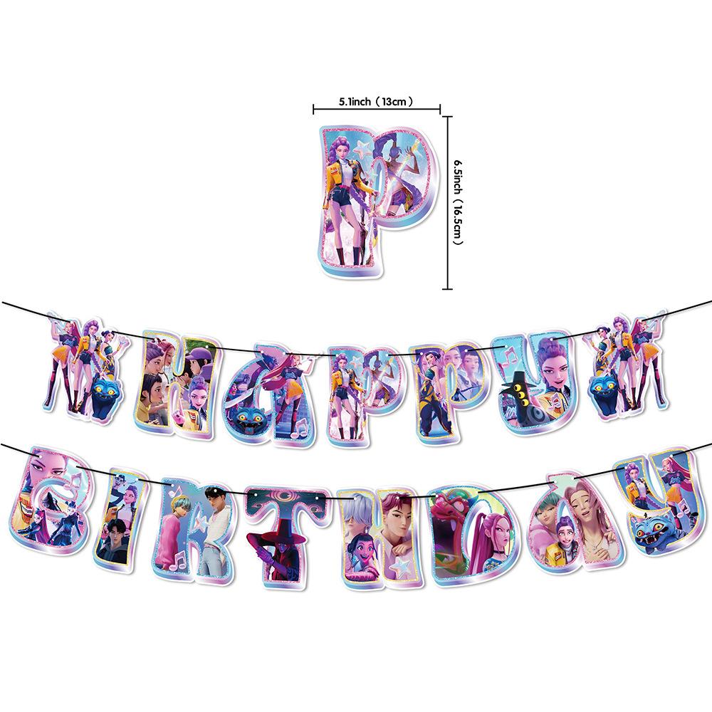 K-pop Party Decorations Demon Hunters Disposable Party Cutlery Set Flag Pulling Birthday Decoration Korean Kpop Party Decor