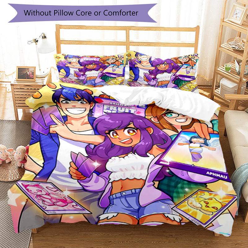 3pcs Aphmau Bedding Set Duvet Cover Closure Includes 1 Duvet Cover & 2 Pillowcases, Soft and Comfortable for All Seasons.