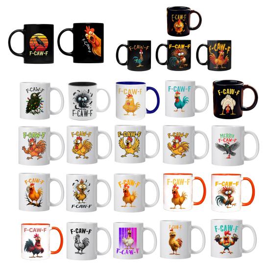 Персонализированная кружка F-Caw-F Chicken 15 унций керамическая кофейная чашка смешной петух фермерское животное юмор кружка многоразовая подходит для мытья в посудомоечной машине и микроволновой печи посуда для напитков