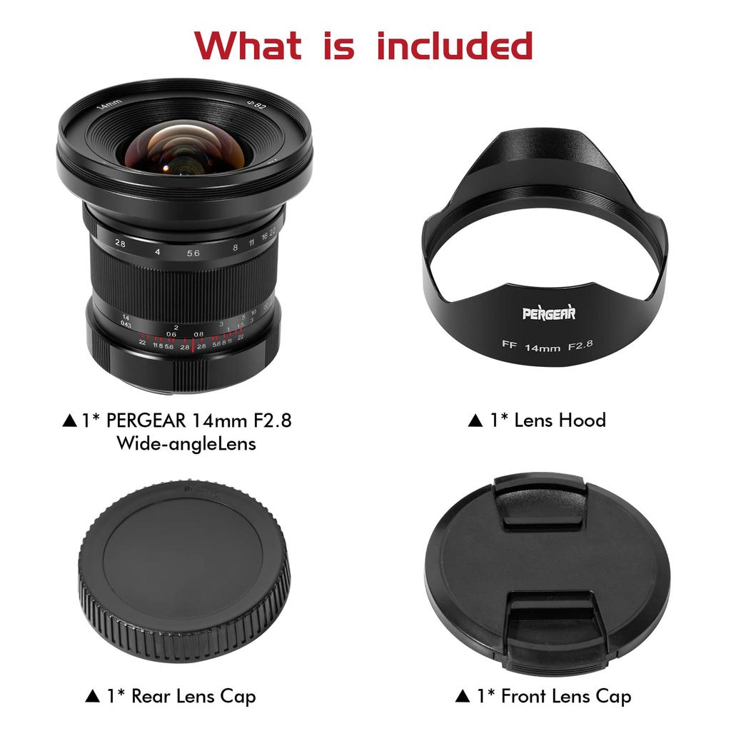 Pergear 14mm II Ultra Manual Lens with Angle of View for Canon Compatible with EOS and Other Mirrorless Cameras F2.8 Wide-Angle 114° Full-Frame EOS-R