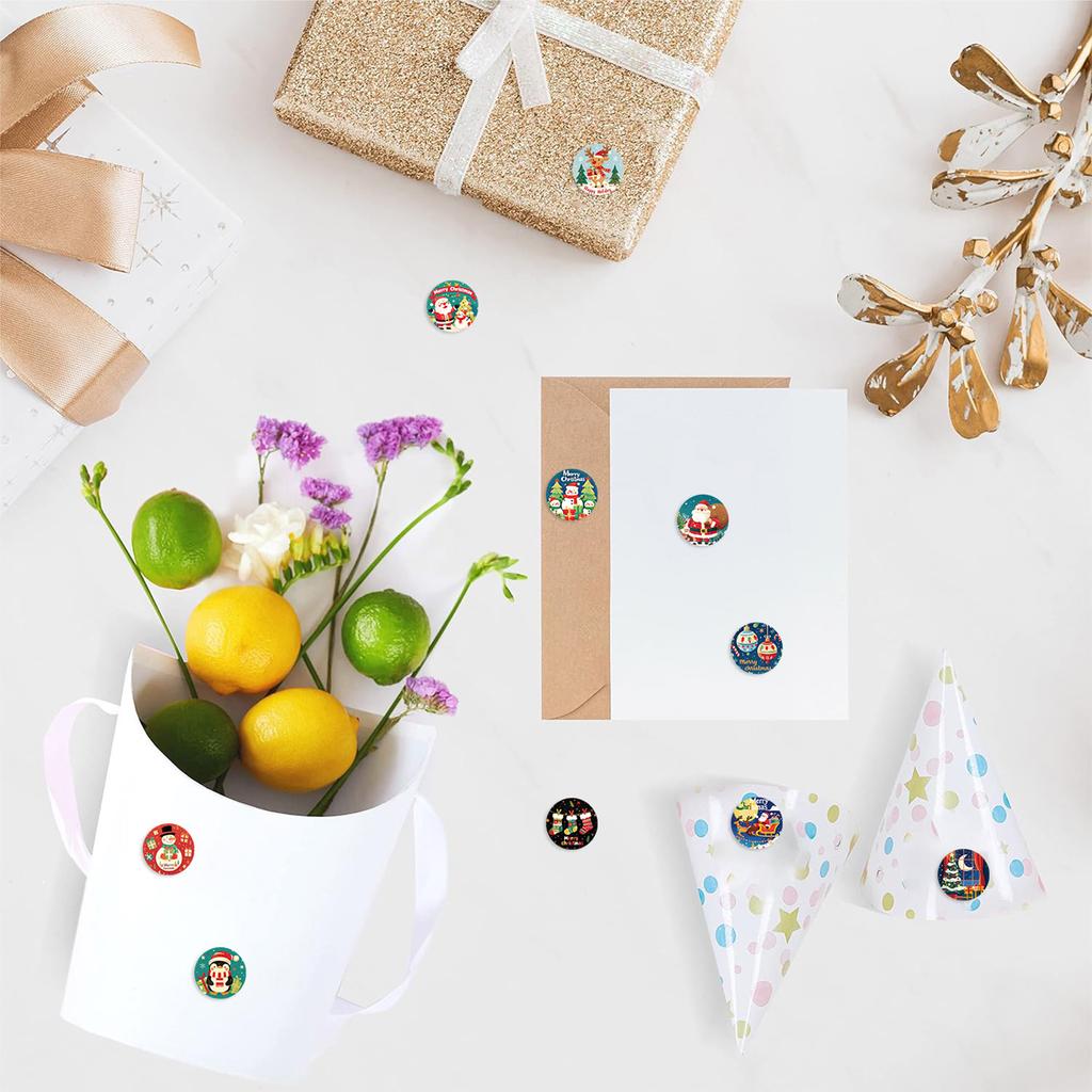 500 Labels Per Roll Cute Cartoon Christmas Sticker Tape for Handmade Envelope Waterproof Sealing