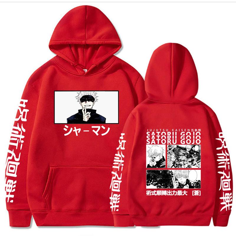 Jujutsu Kaisen Японское Аниме Годжо Сатору Графические Худи Оверсайз Худи с Капюшоном Длинный Рукав Хлопковое Худи Мужская Женская Одежда