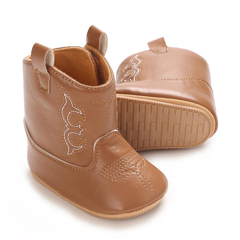 Fashionable and popular Rubber baby shoes Western denim midsole boots autumn and winter warm and anti slip casual walking shoes