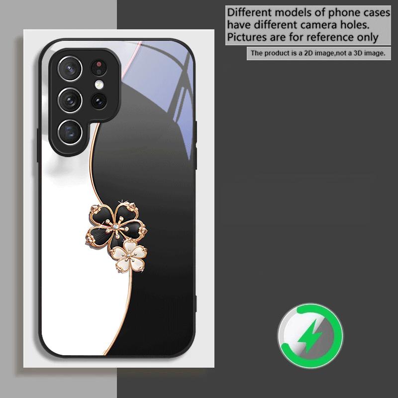 Счастливый четырехлистник Для Samsung Galaxy S20 FE S21 22 23 Plus S24 Ultra S25 Edge S24Ultra 22Plus Для Magsafe Стеклянный чехол для телефона