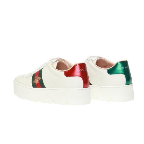 Gucci ACE Вышитые кожаные низкие кеды Женские Белые 577573 DOPE0 9064