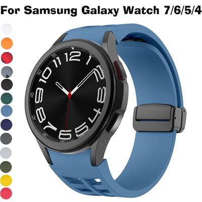 Магнитный силиконовый ремешок для Samsung Galaxy Watch 7 6 5 4 44 мм 40 мм Pro 45 мм, браслет для Galaxy Watch 6 Classic 43 мм 47 мм.