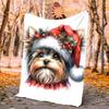 Chrismas Dog Flannel Blanket Soft Warm All-Season Throw, Design for Camping, Car Travel, Hiking Sofa, Bed, Office Perfect Gift for Parties