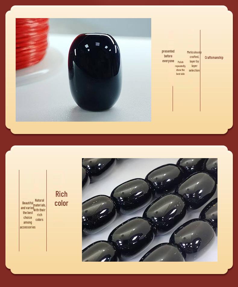 Древний браслет-ожерелье из бусин-бочонков из черного агата, аксессуары для DIY-украшений