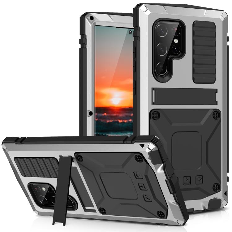 Чехол-держатель R-JUST из металла и силикона для Samsung Galaxy S22 Ultra 5G