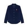 Polo Shirt Embroidered Pattern Button-Down Long Sleeve Navy Blue Kids Tops CWPOWOVY6820513-410