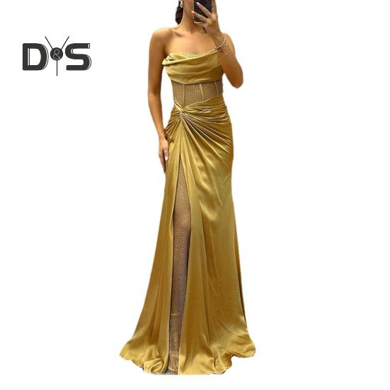 Женское вечернее платье бандо с открытыми плечами без рукавов плиссированное сетчатое платье в стиле пэчворк с блестящими пайетками атласное платье длиной до пола банкетное выпускное платье макси