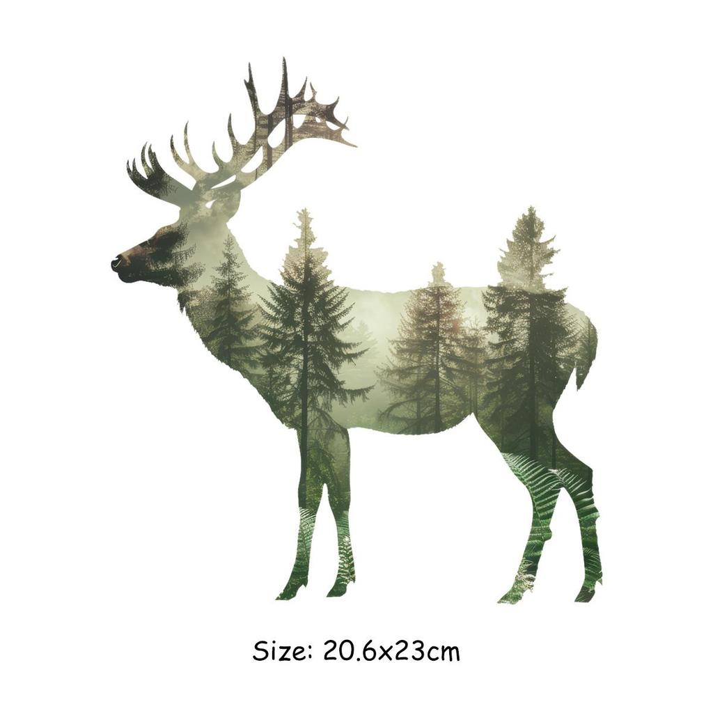 Творческие животные с пейзажем Термоперевод Винил Лесные животные Parches Ropa Футболки Толстовки Сделай Сам Одежда Наклейки Пользовательские