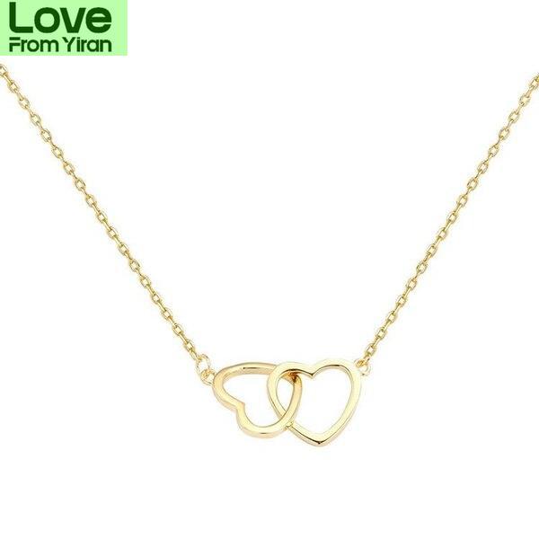 Fashion New Double Heart Necklaces For Women Simple Luxury Zircon Necklace Female Wedding Jewelry Accessories Gifts Wholesale