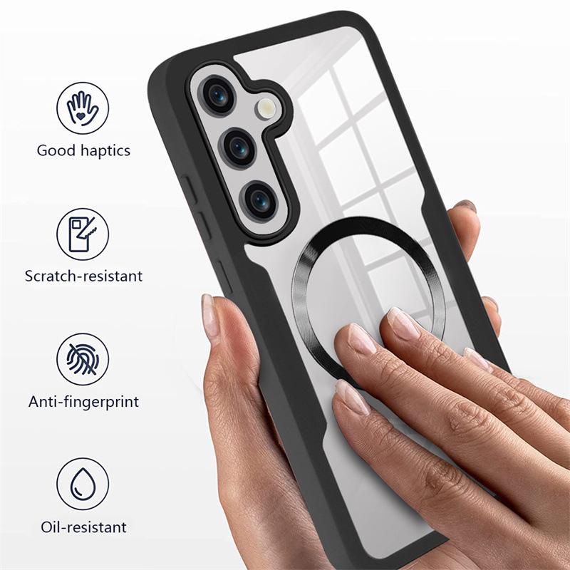 Прозрачный чехол с магнитной адсорбцией для Samsung S26/S25FE/S22/S24/S23 Ultra/A17/A16A - Полное покрытие