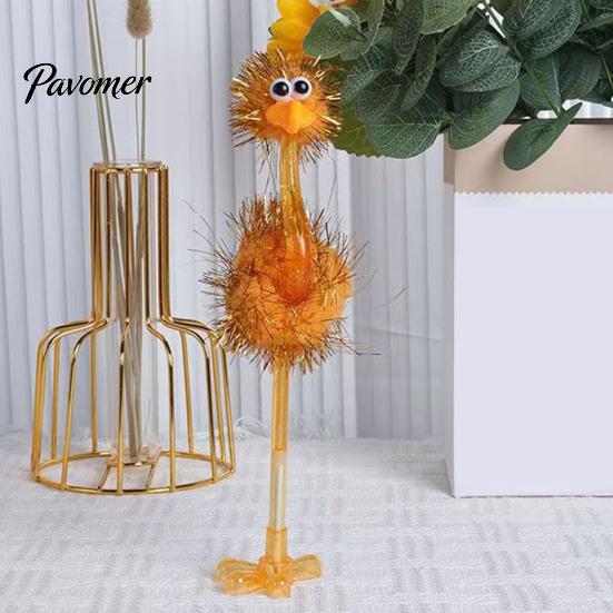 Fun Prizes for Classroom Cartoon Ostrich Plastic Ballpoint Pens, Funny Freestanding Pen, 0.5mm Pen Tip, Creative Office Desk Toys Furry Writing