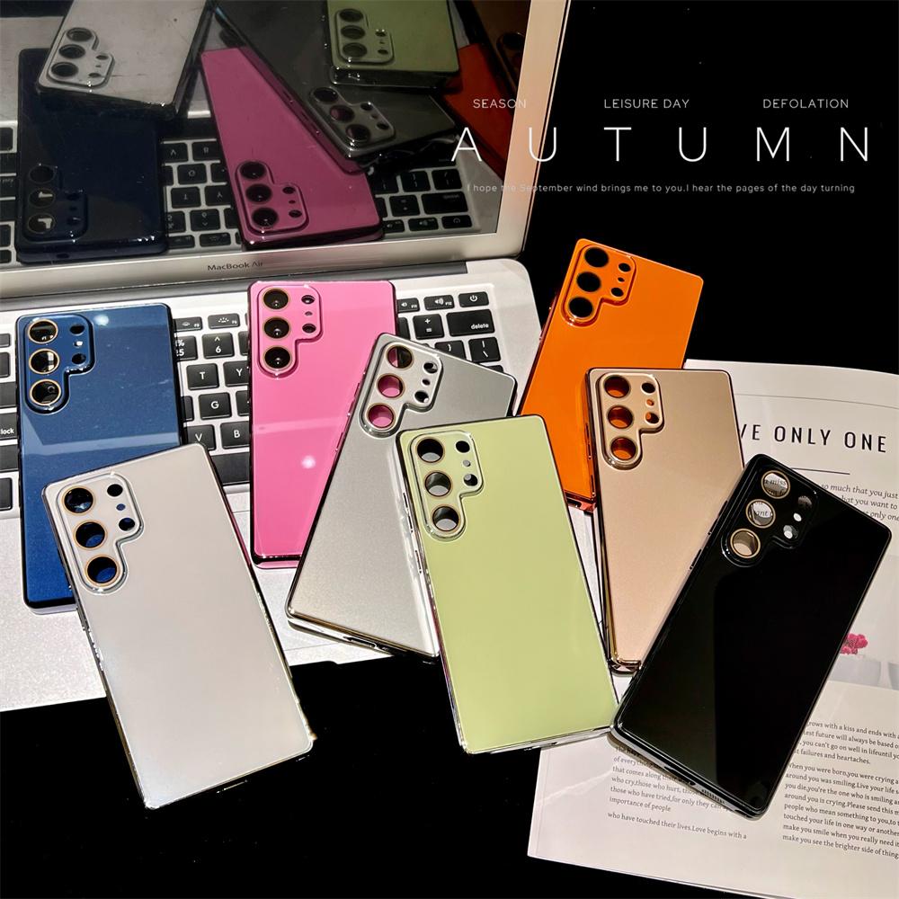 Minimalist Glossy Electroplated Icy Glass Mobile Phone Case for SamSung Galaxy S26 Ultra S25 S24 Full Camera Lens Protect Cover