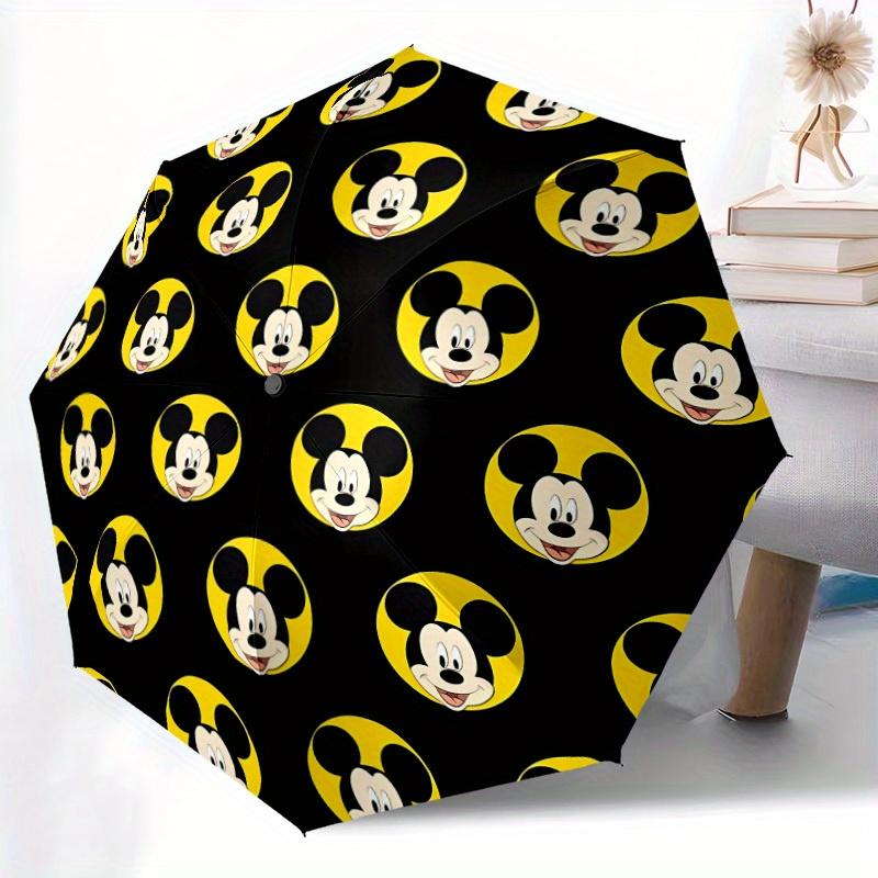 1pc Mickey Mouse Automatic Folding Umbrella - Portable Foldable Design with 8 Ribs, Durable Plastic & Iron Frame, Sturdy Ribsy250725017