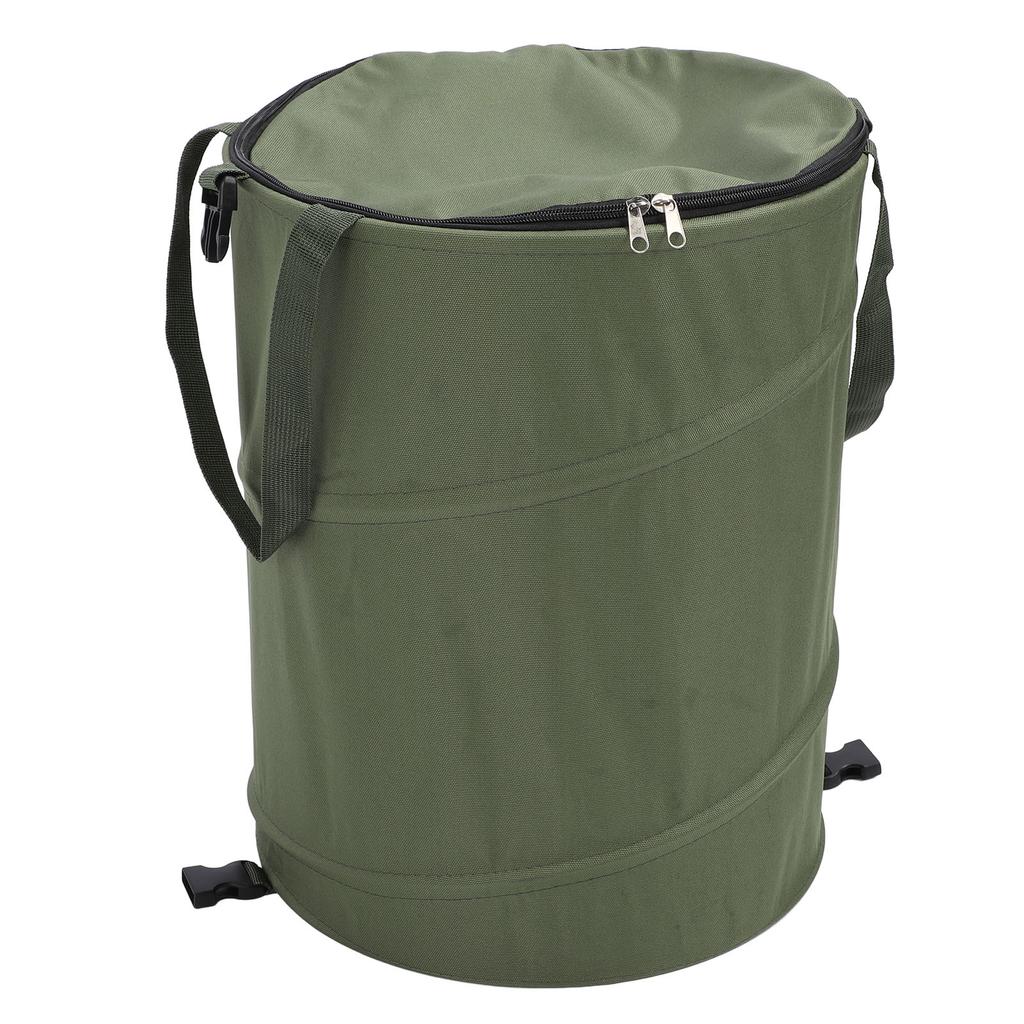 Camping Trash Can with Zippered Lid 24 Gallons Large Capacity Foldable Portable Garden Garbage