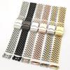 304 Solid Stainless Steel Strap 20mm 22mm Folding Buckle Curved End Men Women 5 Pointer Gold Metal Watch Band Accessories