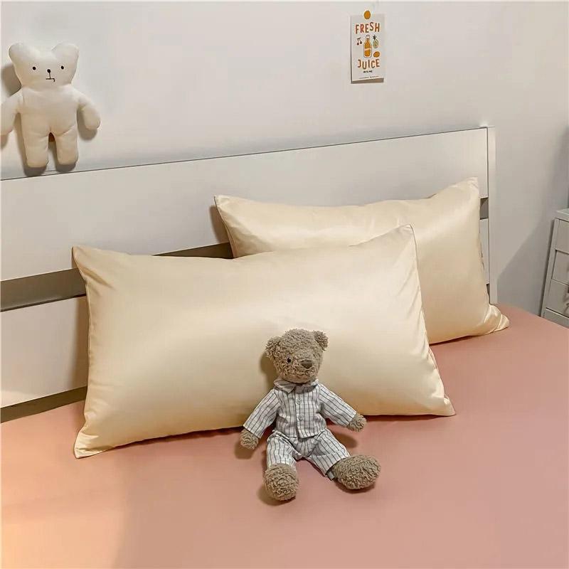 4 шт./комплект из кремового шелка, простыни из ледяного шелка, комплект постельного белья, летнее одеяло, высококачественный шелковистый комплект из четырех предметов для сна, студенческое покрывало для общежития