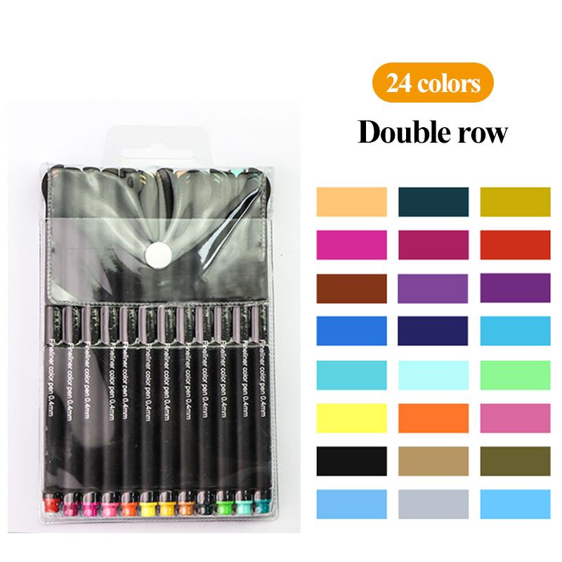 Цветная ручка 0,4 мм на водной основе, игольчатая ручка 12/24/60 цветов, ручка-крючок, тонкие ручки, художественная гелевая ручка для рисования