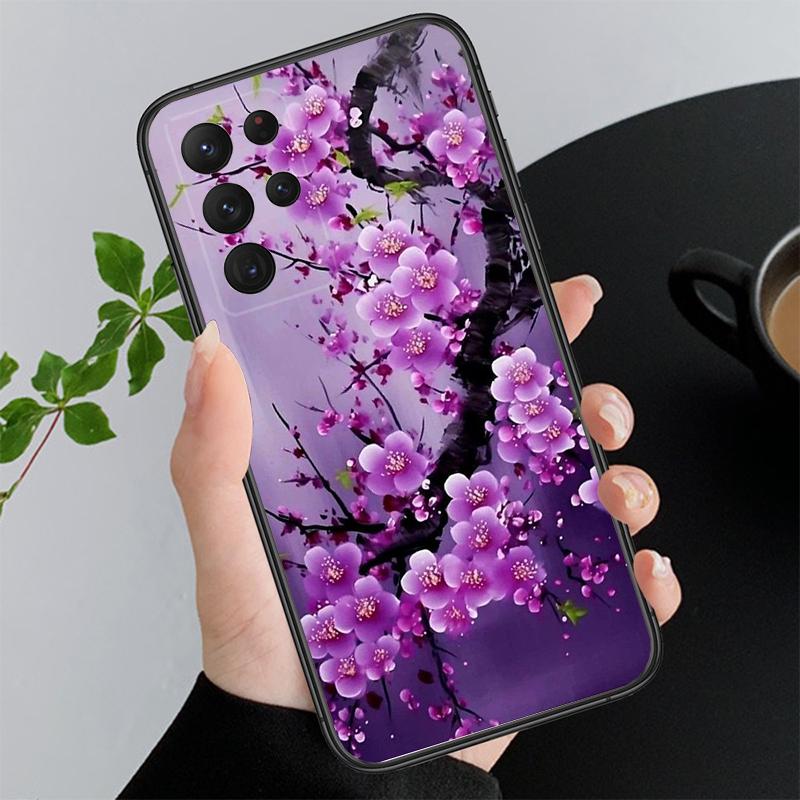 Фиолетовый Цветок Роза Пион Вишня Чехол для Телефона Для Samsung Galaxy S26 S25 S24 S23 S22 Ultra S23 S22 S25 Plus S24 FE S26Edge