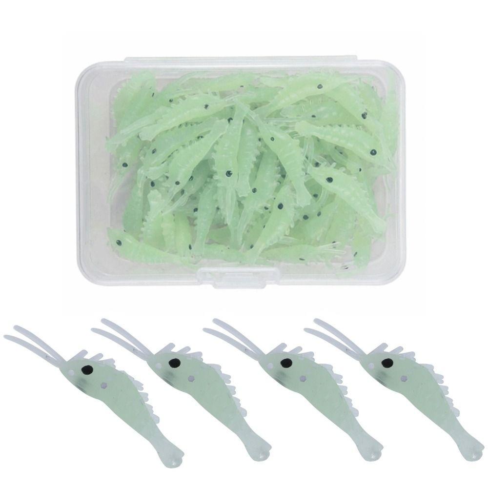 100PCS Luminous Grass Shrimp Lure Soft Grass Shrimp Bait Shrimp Fishing Bait Freshwater Fishing