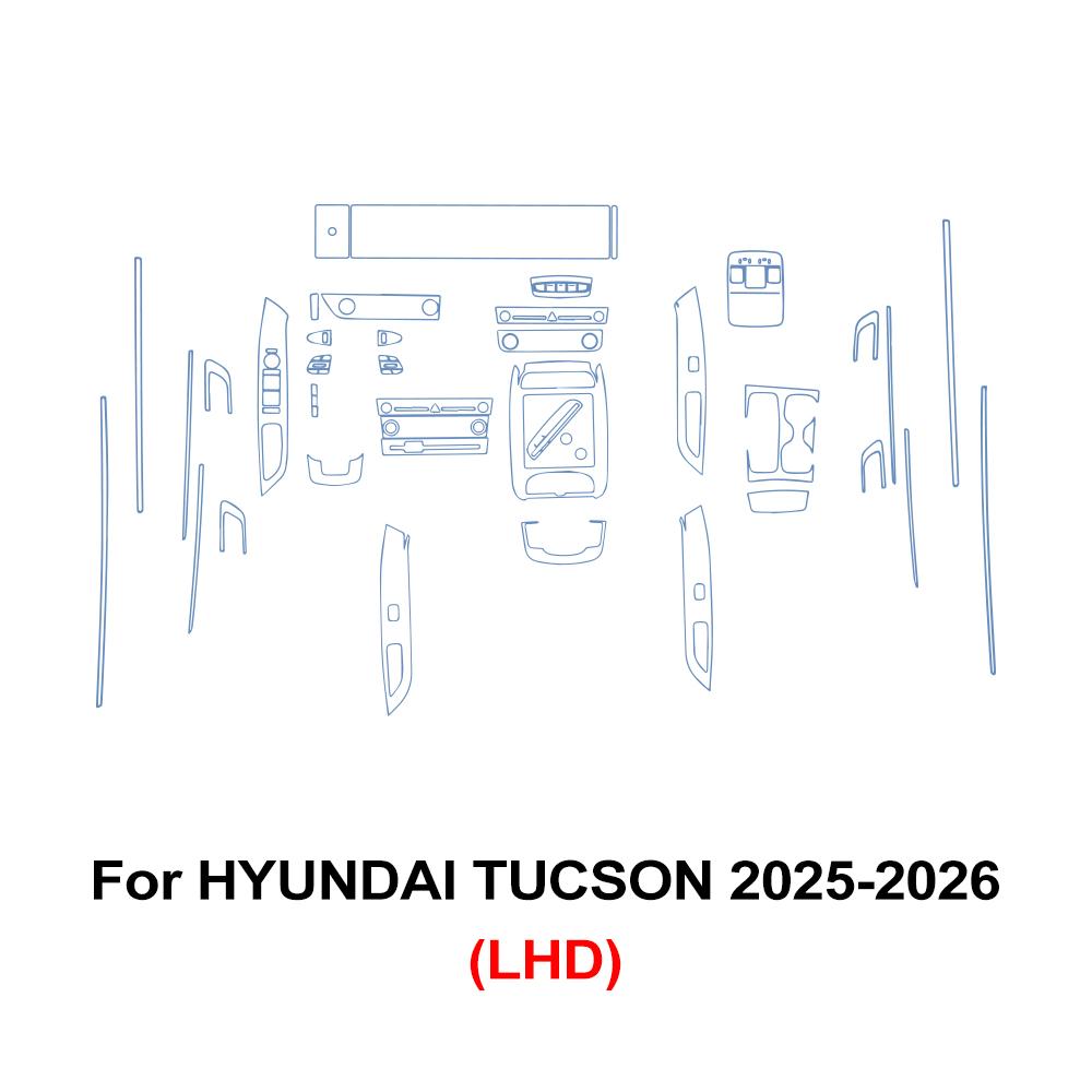 Прозрачная ТПУ пленка для интерьера автомобиля Hyundai Tucson 2025 2026 Панель переключения передач Центральная консоль навигации GPS Готовая вырезка Аксессуары PPF