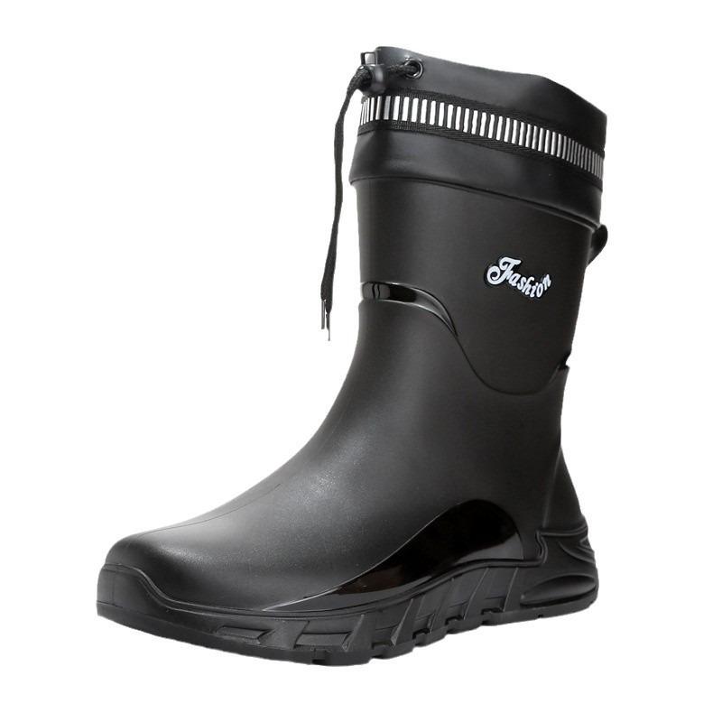 Новые непромокаемые сапоги мужские нескользящие мужские средние туфли из бархатной резины кухонные износостойкие рыболовные непромокаемые сапоги модная обувь для воды