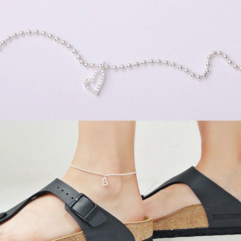 Cute Heart Silver Ball Chain Silver Anklet Silver Anklet Anklet Gift Women's Anklet Summer Anklet Ball Anklet Chain Anklet