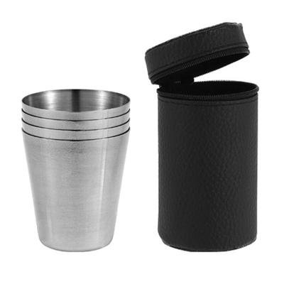 Уличные металлические стаканы для питья из нержавеющей стали, складные, портативные, с футляром для кемпинга, пешего туризма
