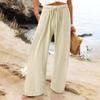 Women's 9-pant Casual Loose High Waist Cotton Linen Wide Leg Long Pants With Pockets