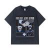 275 GSM Washed T-shirts 100% Cotton Jujutsu Kaisen V26 Gojo Print Unisex Heavy Cotton T Shirt