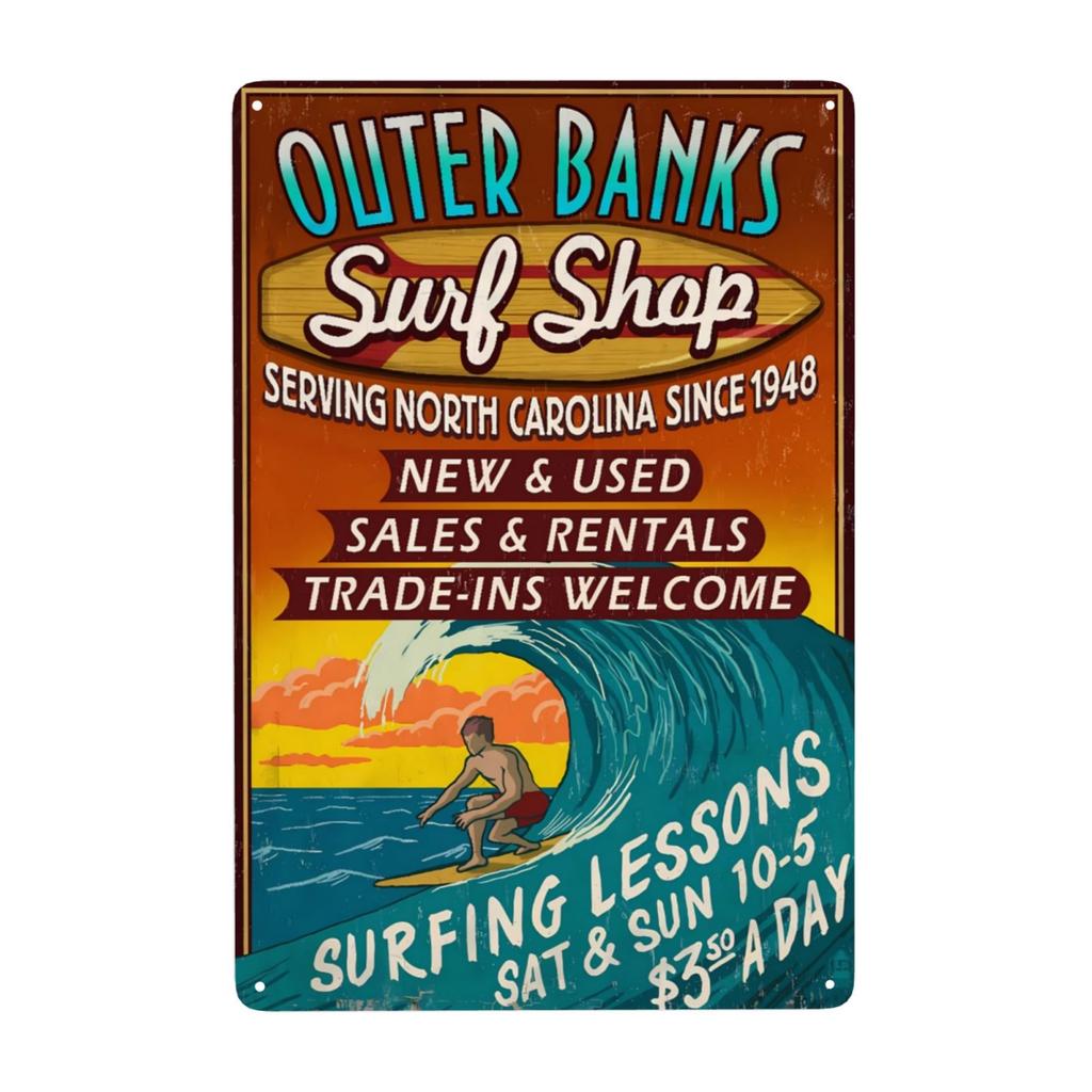 Vintage Surfing Lovers Metal Sign You Don'T Stop Surfing When You Get Old Surfing Sign Wall Decor for Bar Home 8x12 Inch