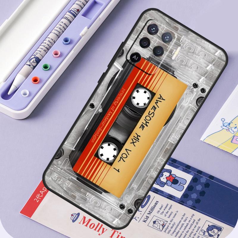 Vintage Cassette tape retro style For Oppo A96 A76 A16 A94 A74 A54 A15 A18 A38 A58 A78 A98 A40 A60 A80 A57 A17 A77 A5 Pro Case