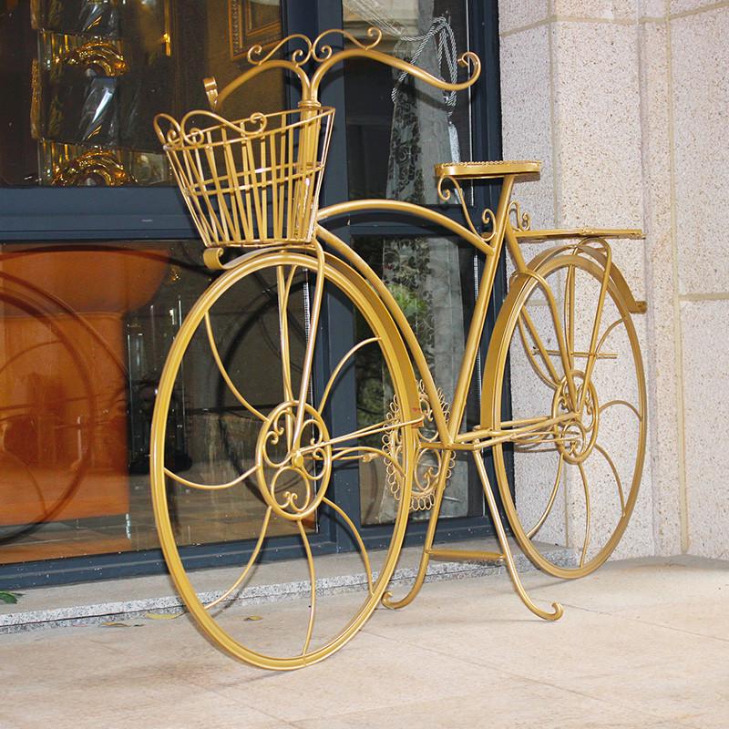 Elegant European Wrought Iron Multi-Layer Balcony & Garden Bicycle Plant Stand