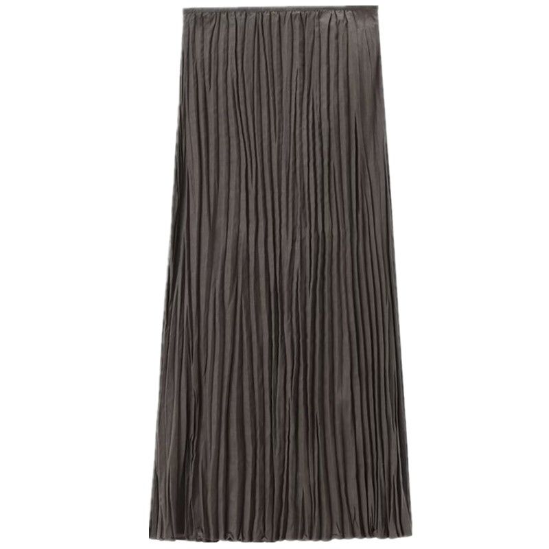 Fashion Style 2024 Summer New Women's Brown Light Elegant Pleated Skirt Mid-Length Skirt 05221621717