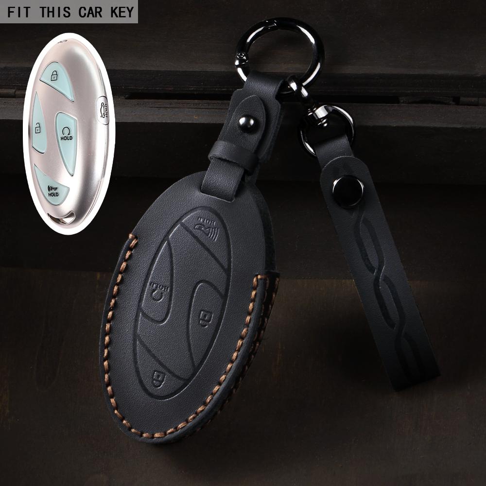 5 7 Bottons Car Key Fob Case Cover Keychain for Hyundai Grandeur GN7 Kona Ev 2023 Lonic 6 Elantra 2023-2025 Leather Accessories