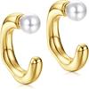 [LOYALLOOK] серьги женские 14K жемчуг Популярность золото жемчуг женщина кольцо-кольцо взрослый простой ювелирный подарок (нерегулярный жемчуг)