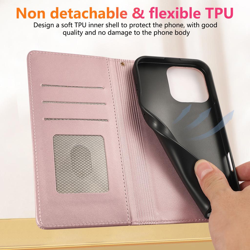 For iPhone 16 Pro Case RFID Blocking Wallet Stand Rhombus Leather Phone Cover with Wrist Strap